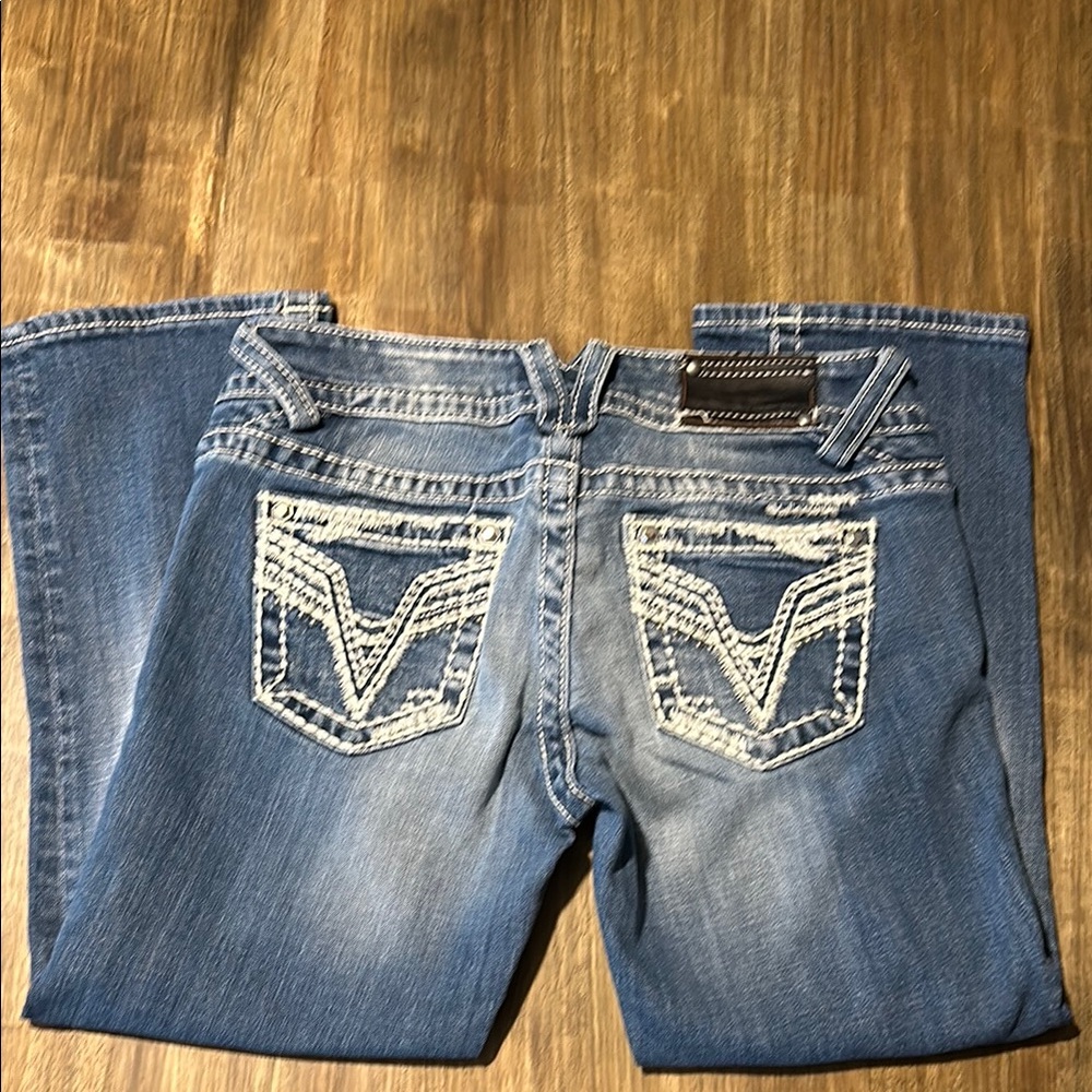 Vigoss Blue Capri, Cropped  Jeans Designer Stitch. The Chelsea. Sz 1/2.